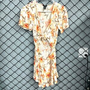 Floral front tie cutout romper